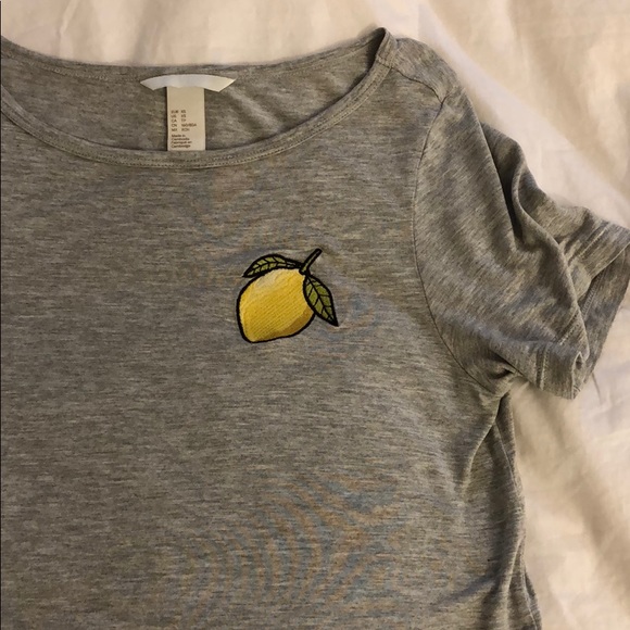 Grey T-shirt with lemon - Picture 2 of 2